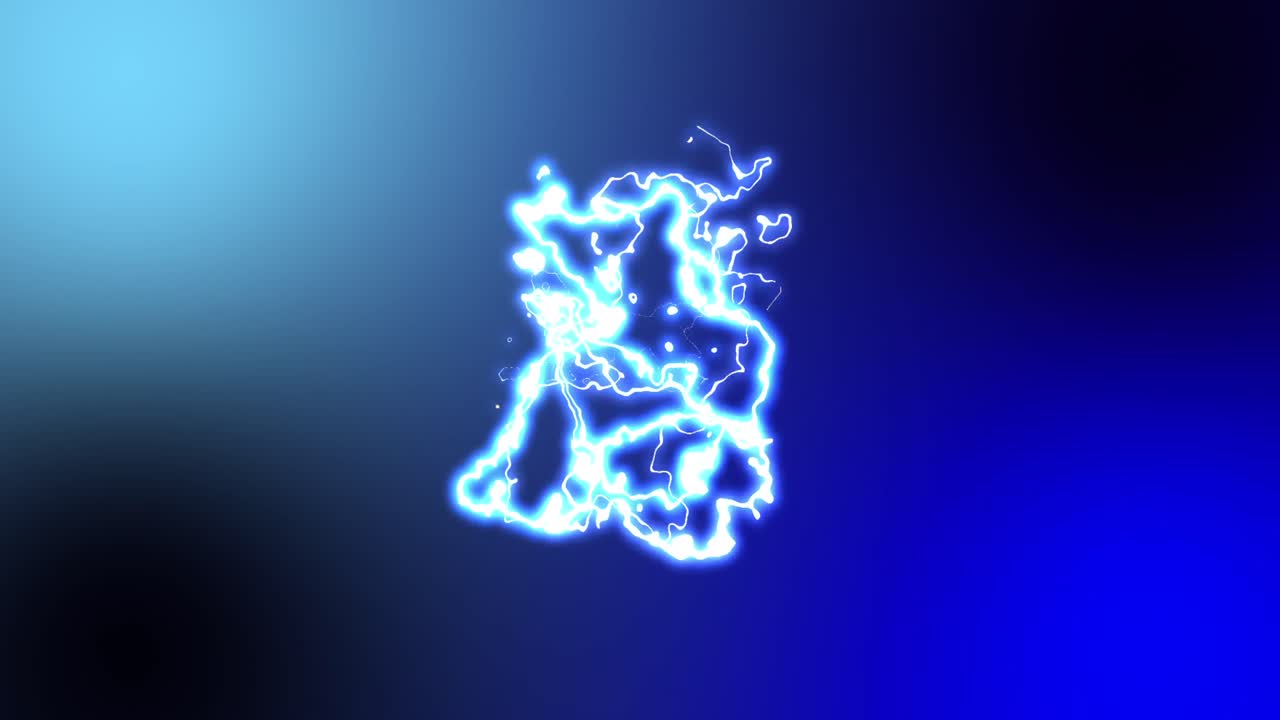 Fascio luminoso blu e bianco di vivace corrente elettrica che si muove su sfondo blu