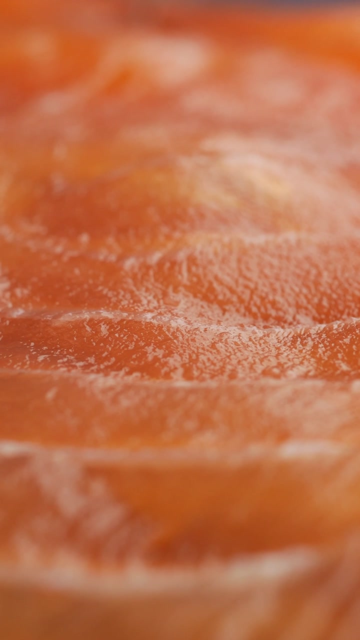 Close-up Macro Shot of Fresh Raw Salmon Fillets