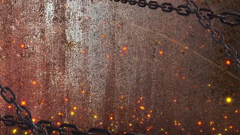 animación de bucle de fondo de la cadena oxidada con partículas de brasa de chispa
