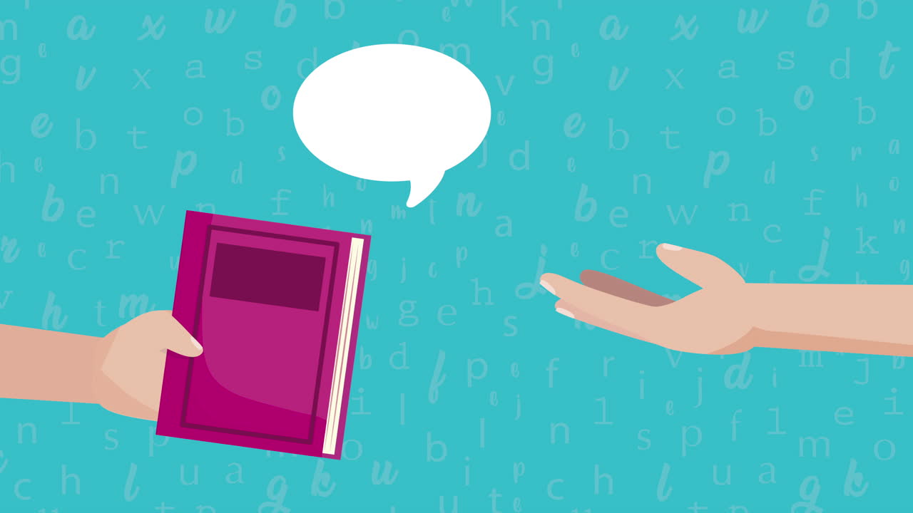 vuelta a la escuela libro de texto y discurso animación de burbujas