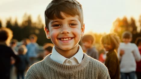 niño feliz sonriendo a la cámara