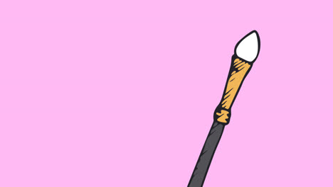 Animation-of-paint-brush-with-copy-space-on-pink-background