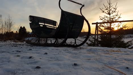 santa's sled ready for take off somewhere in korvatunturi, lapland, finland, motorized sliding motion with pan tilt