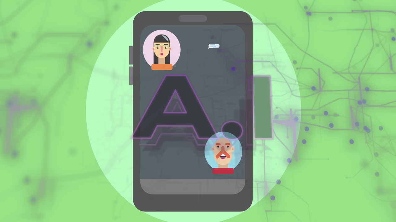 animación de chat en teléfonos inteligentes y redes de ia