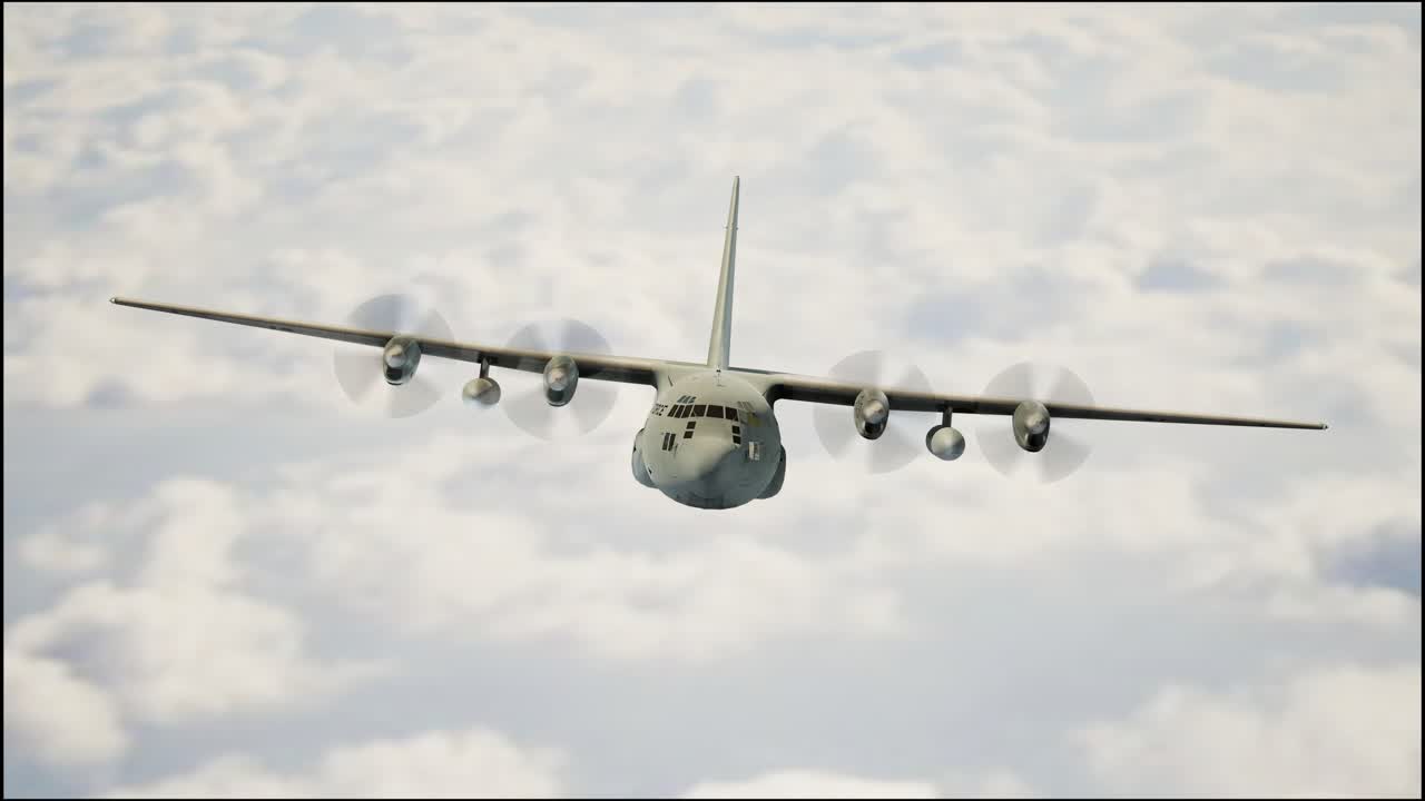 avión volando a través de las nubes de fondo. animación de video 3d