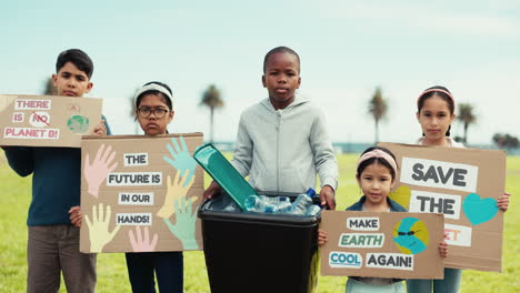 children, face and protest poster for eco