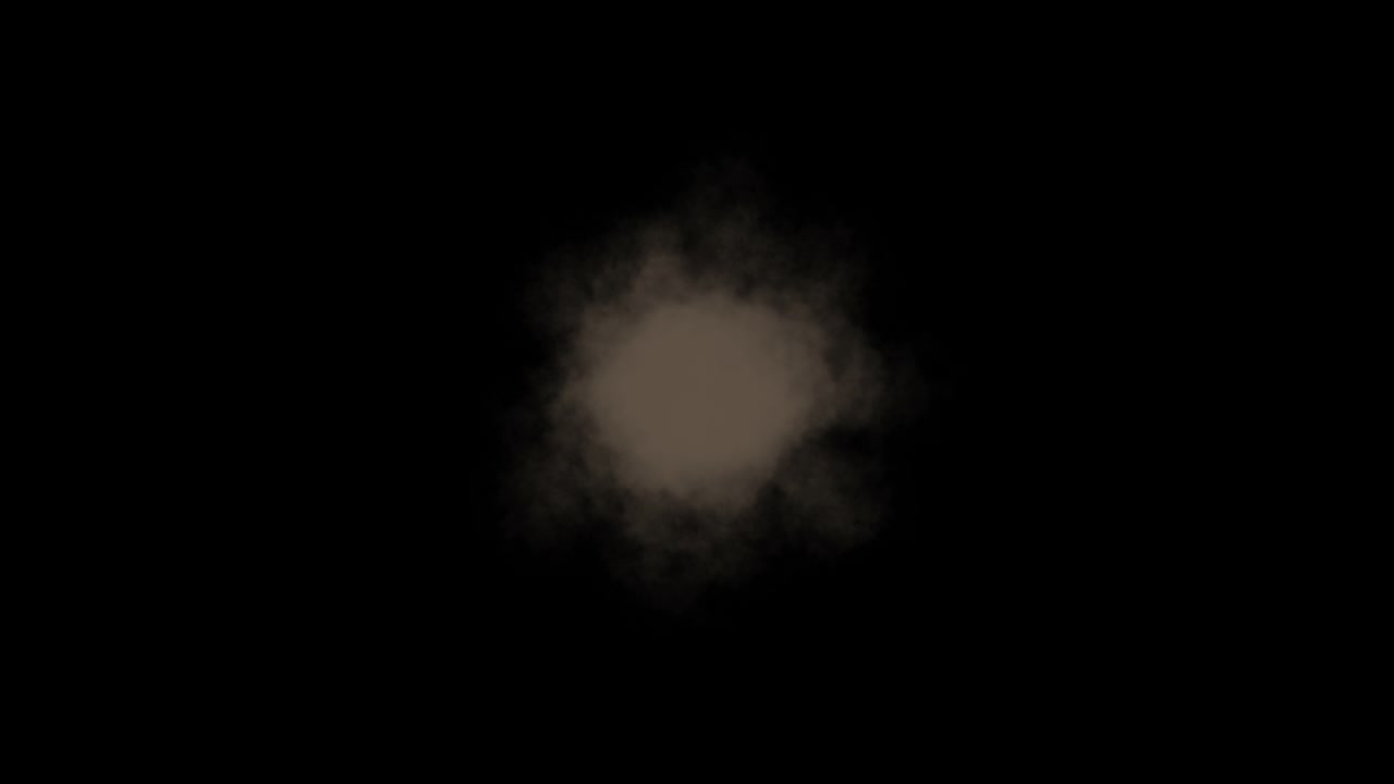 Nuvola di fumo pulsante su sfondo nero
