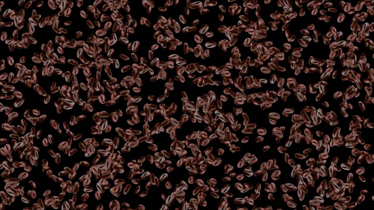 4k 3d roasted coffee beans seeds coffee beans falling green screen loop animation background