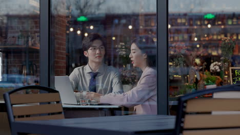 entrepreneurs have a team meeting to creative, ideas and people in cafe for planning, strategy online startup project development with teamwork. collaboration, men and women in coffee shop with laptop
