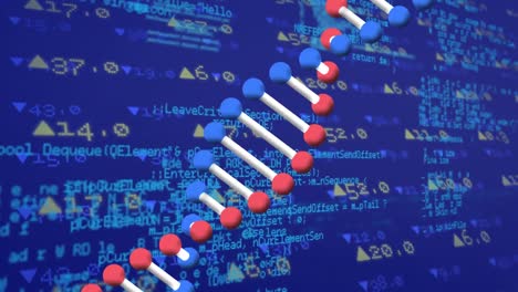 animación del hilado de cadenas de adn y procesamiento de datos médicos