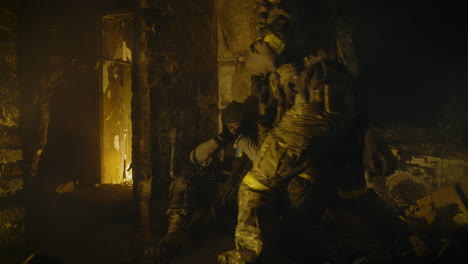 military operation in a ruined building