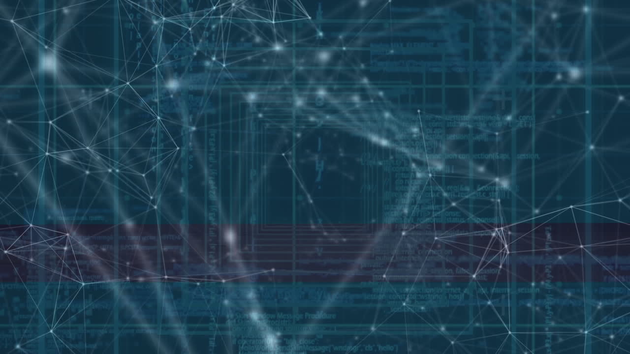 animación de redes de conexiones con iconos y globo sobre el cielo