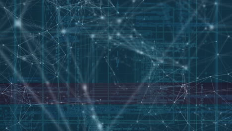 animation of networks of connections with icons and globe over sky