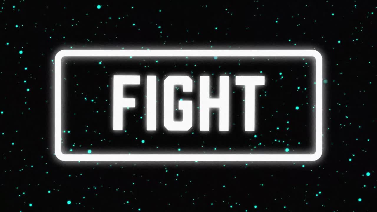 애니메이션 빈티지 비디오 게임 화면에 단어 싸움이 적혀 있습니다.