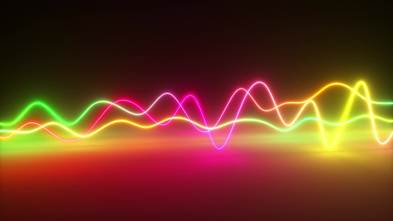 Colorful bright neon glowing graphic equalizer
