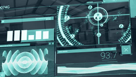animación del procesamiento de datos con escaneo de alcance sobre el almacén