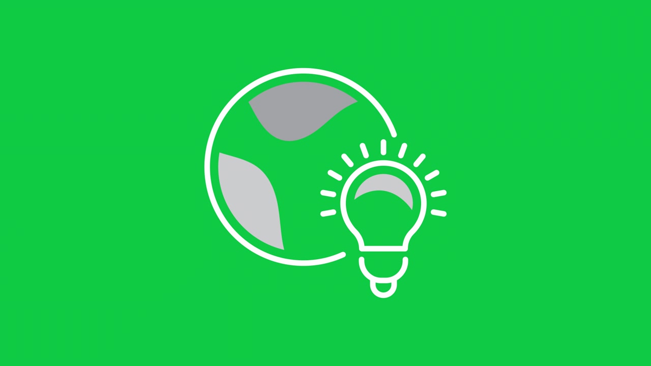 Animated Lightbulb and Globe Icon on Green Screen
