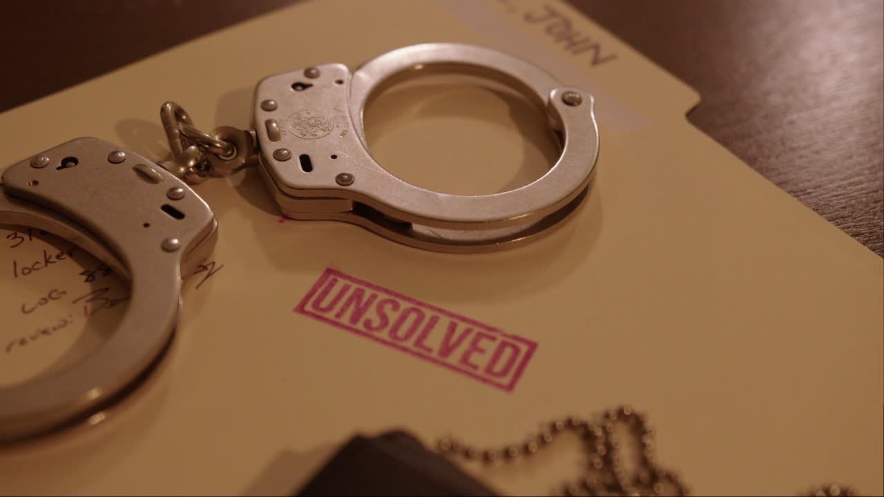 해결되지 않은 냉정한 사건 파일의 극단적인 클로즈업