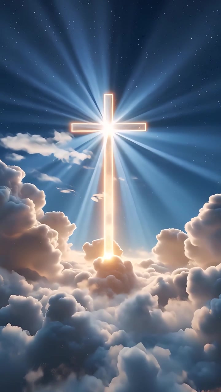 Sfondo per Adorazione 4K: Croce Cristiana e Luce Celeste