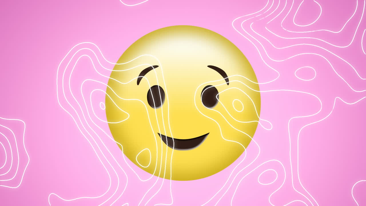 animación del icono de emoji sonriente en un fondo rosa