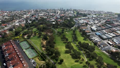 san pedro california community with golf course next to ocean- aerial