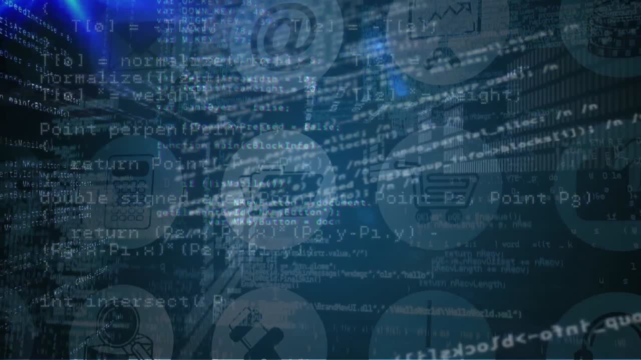 animación del procesamiento de datos sobre fondo azul