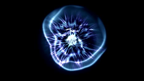 bright light in energy ball with spherical plasma radiating electric rays.