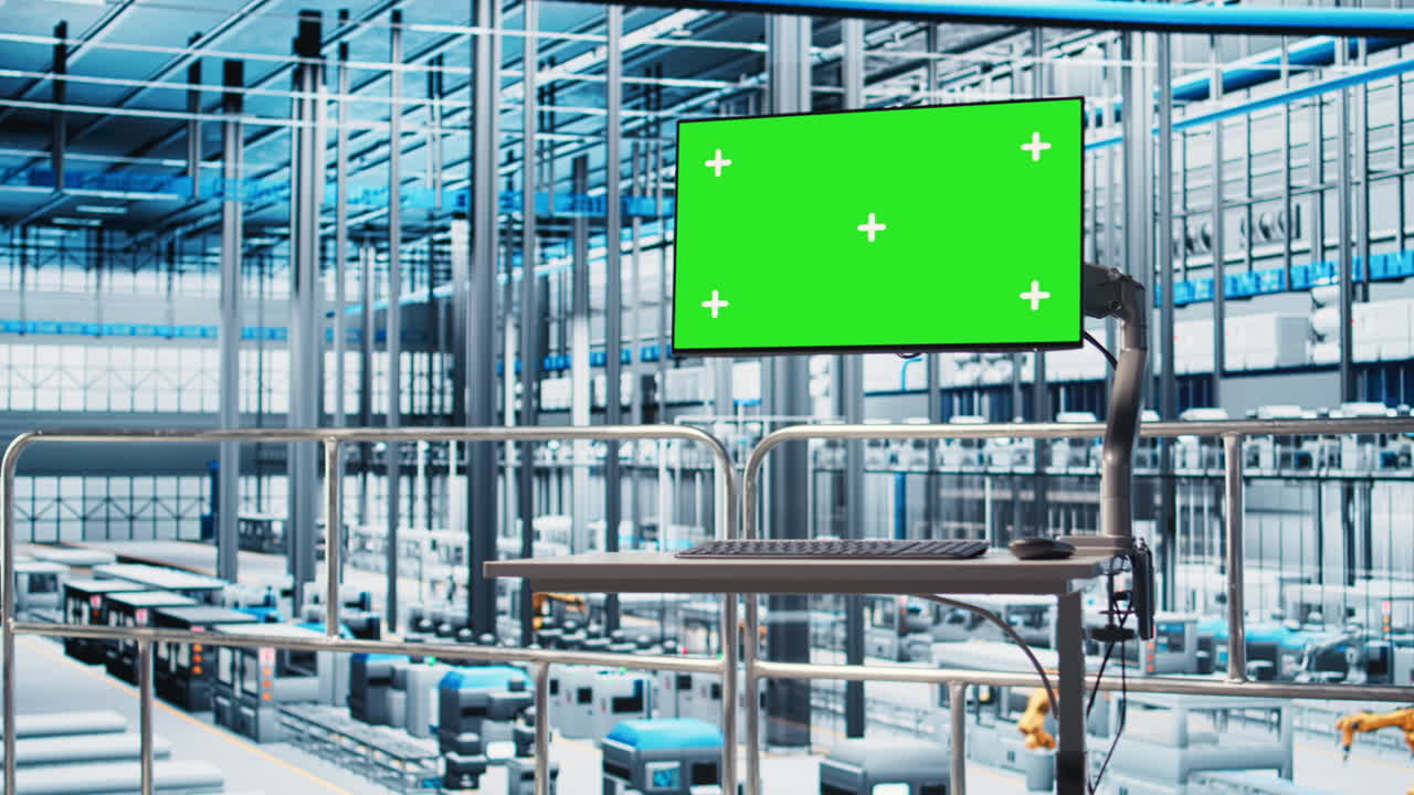 Mockup monitor displaying automation software in industry 4.0 smart factory