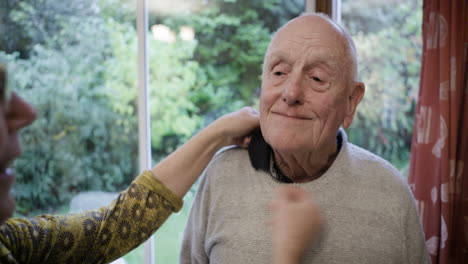 elderly man receiving care