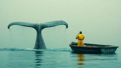 whale tail and fisherman