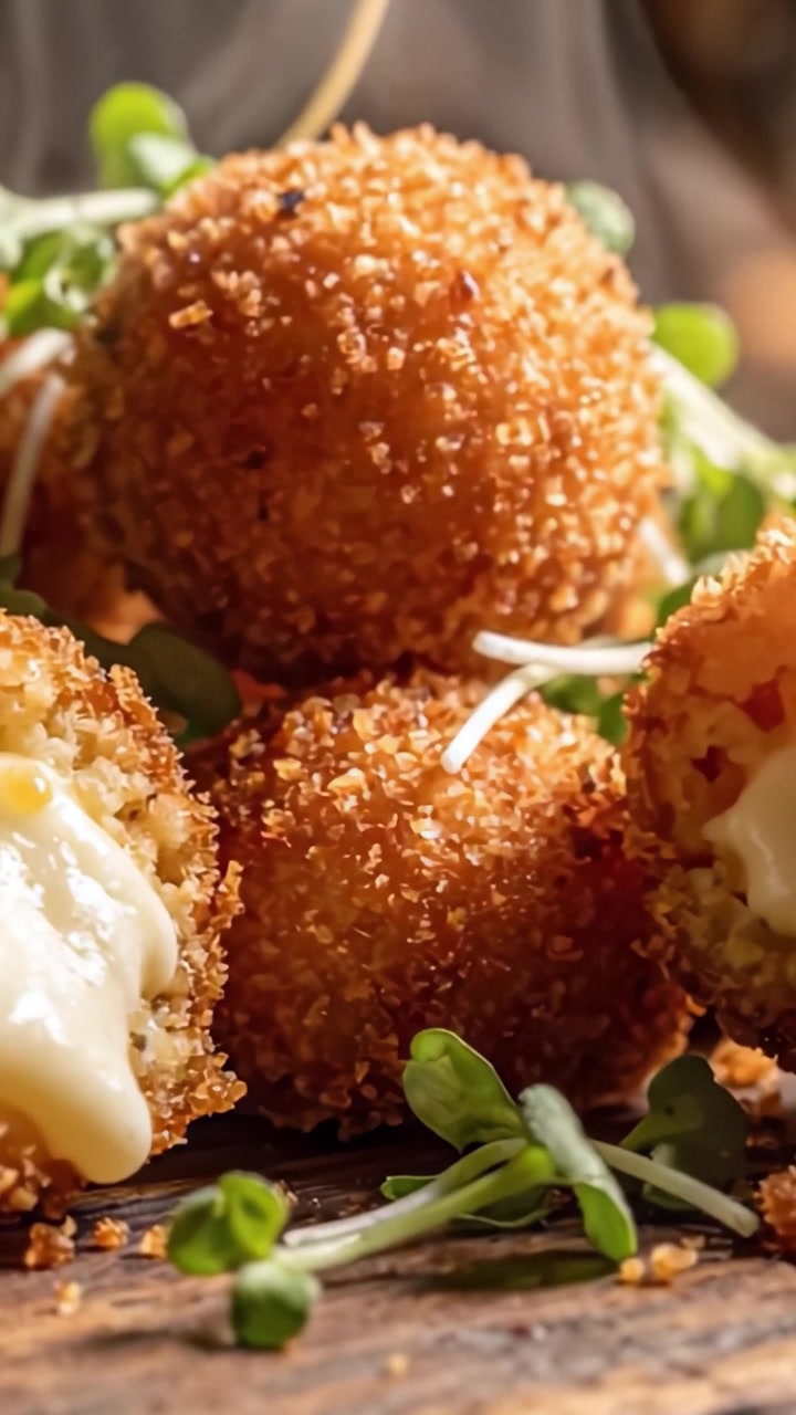 Deliciously Golden-Fried Cheese Balls: A Close-Up View of Crispy, Cheesy, and Flavorful Appetizers Perfect for Any Snack Time or Celebration