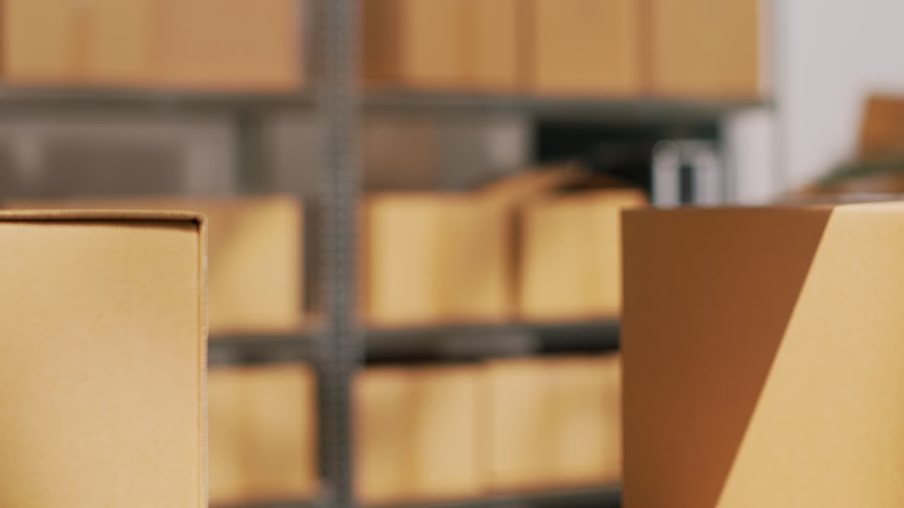 Warehouse Worker with Cardboard Boxes