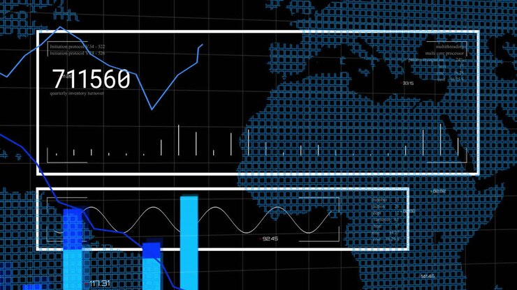 Animation of data processing over world map