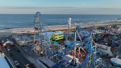 amusement park roller coaster rides at boardwalk