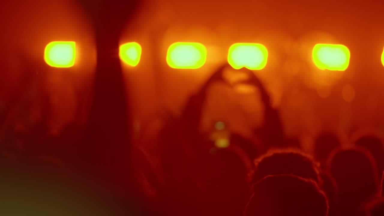Silhouette di folla piena di energia che esulta a un concerto di musica dal vivo