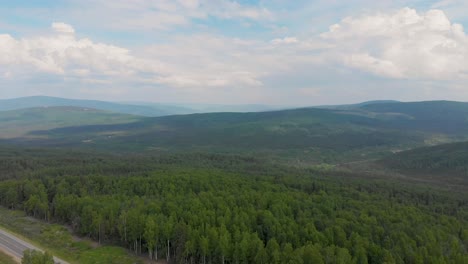 4k drone video of white mountains near fox, alaska on sunny summer day