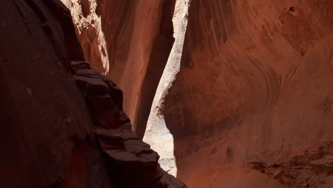 camera slowly tracks right in the long canyon slot in the grand staircase escalante national monument