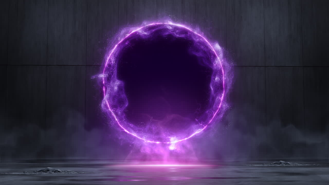 Looping glowing energy portal in scifi room