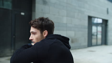 handsome man training boxing punch