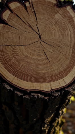 primer plano de una sección transversal del tronco de un árbol