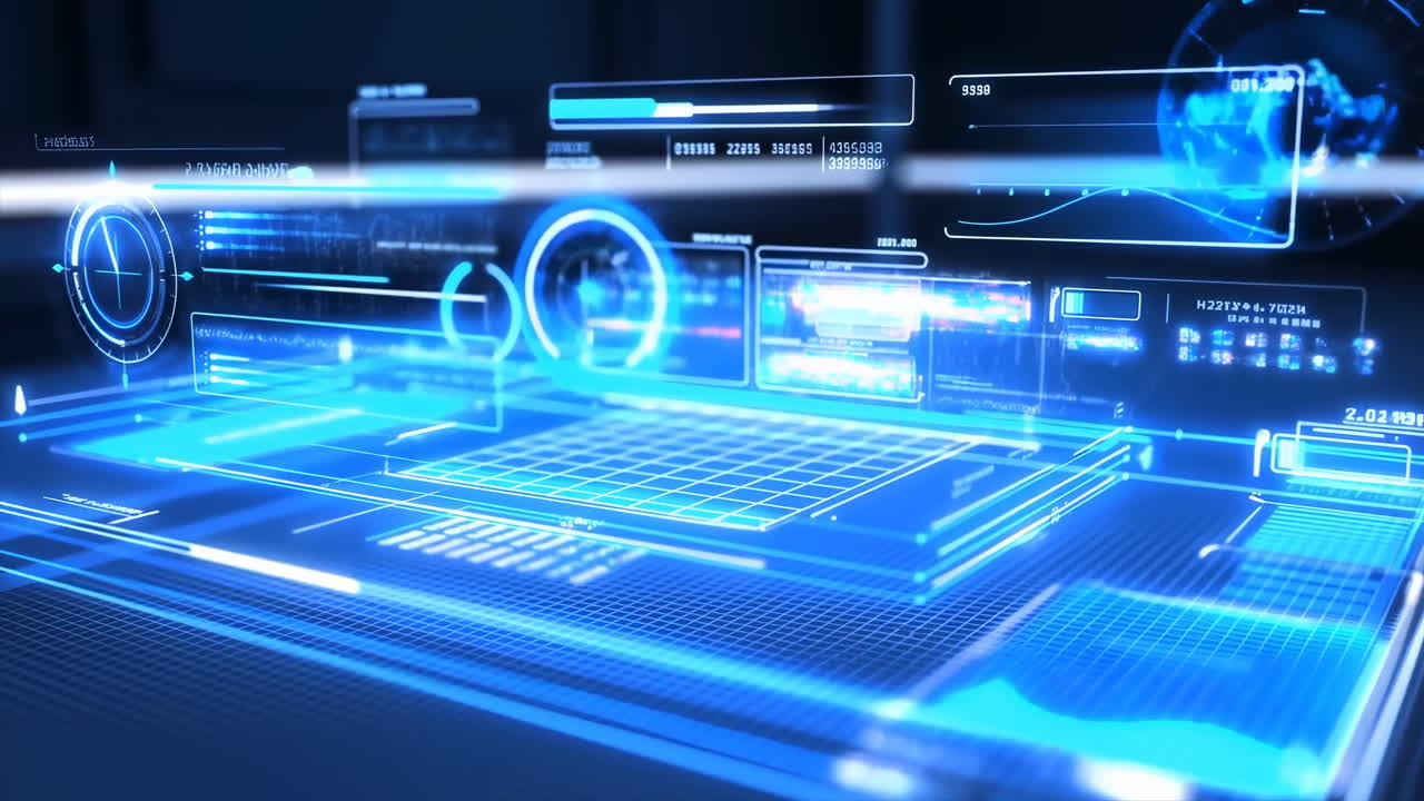 Futuristic Holographic Interface Displaying Digital Data and Graphs