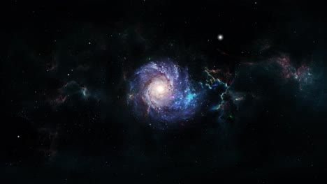 towards the spiral galaxy shining brightly in space