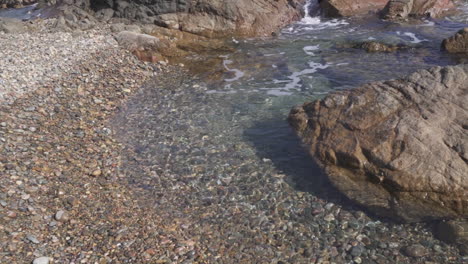 panning shot of a sea wave from down to up on a rocky beach 2 (shoot info: Cin2, 1080p, 59.94fps)