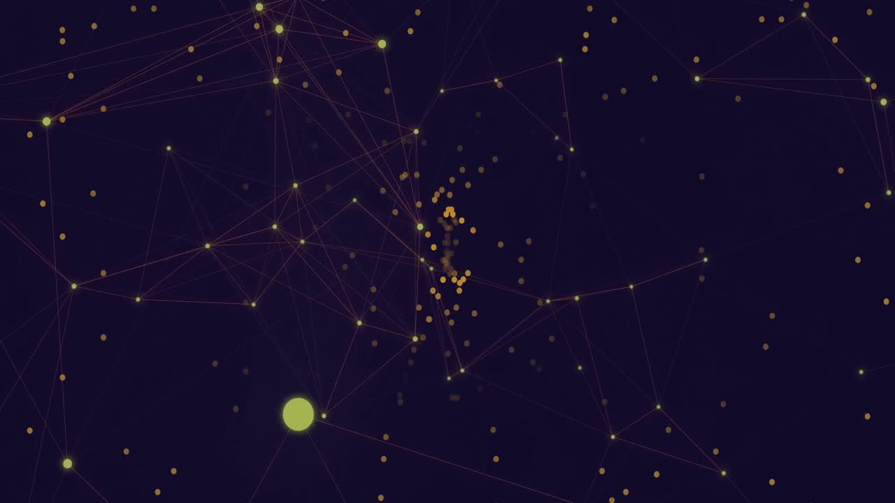 Animation of network of connections with spots on black background