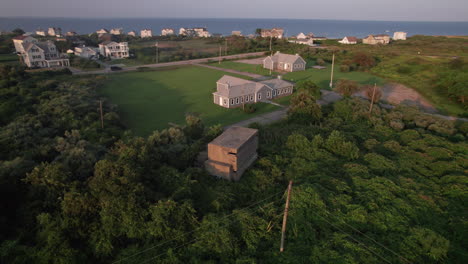 aerial view of the town of narragansett and surrounding nature in washington county, rhode island