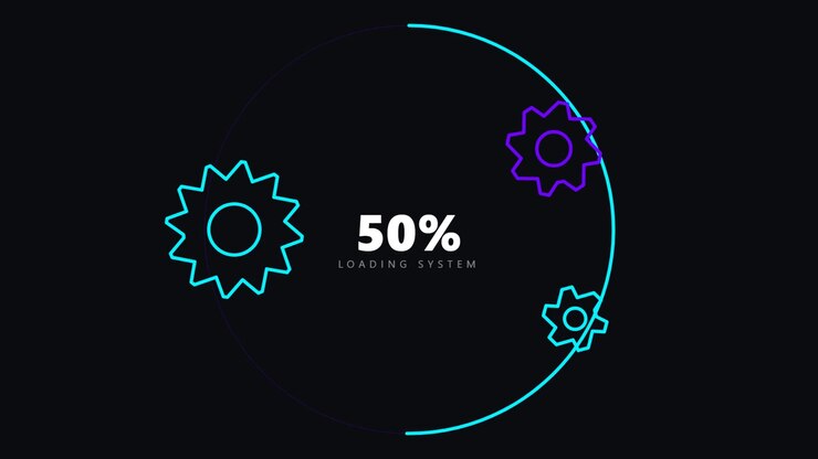 Digital Loading System Progress Bar with Rotating Gears