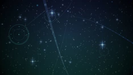 animation of network of connections over stars on sky