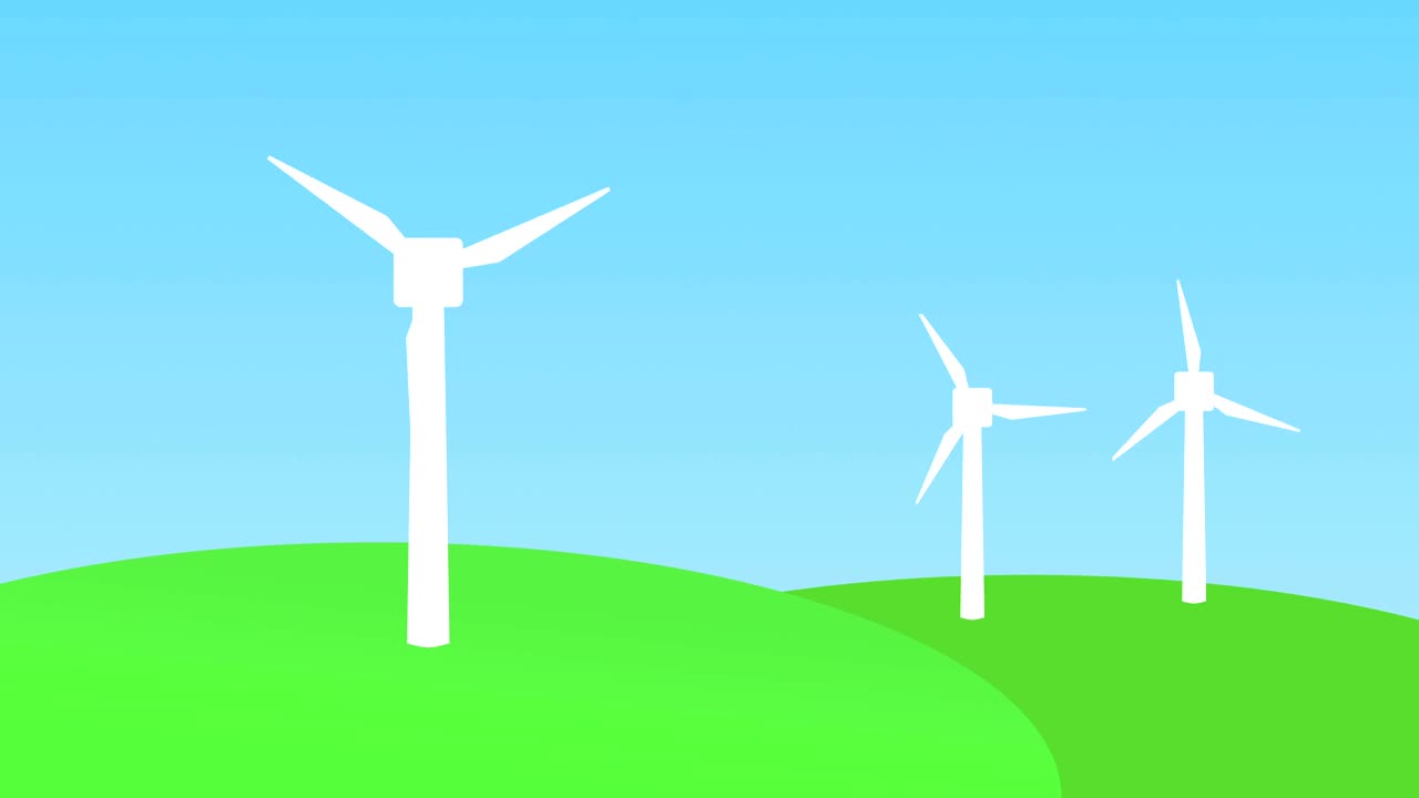 Peaceful wind turbine Cartoon Background Loop | Premium Stock Video Footage