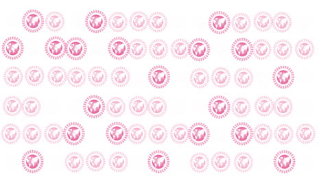 animation of multiple pink globe logo glowing on white background