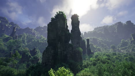 stunning rock formations in a lush green landscape during daylight